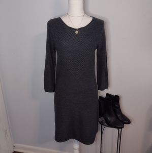 Cute & Comfy Gray Sweater Dress with 3/4 Sleeves